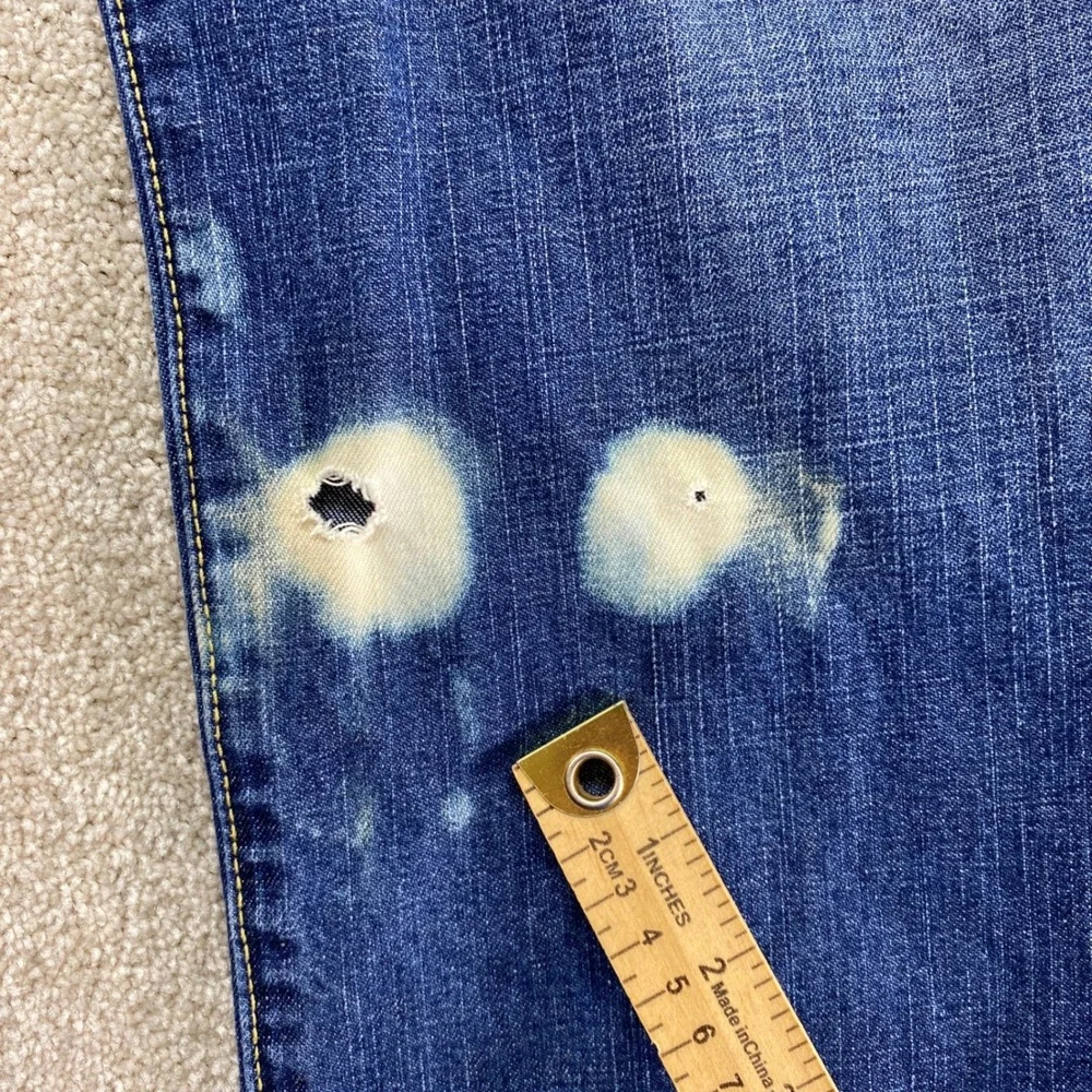 Lucky Brand Rivington Bootcut Jeans Mens 34 Short‎ Blue Medium Wash Distressed